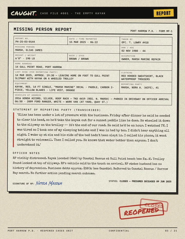 Missing person report